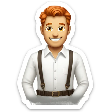 Red hair happy gentleman in white shirt sticker