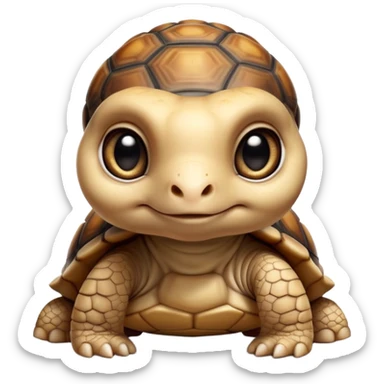 cinematic-baby tortoise-realistic--emoji,,-cute-wise-face-peering-ahead-with-calm-determination,-cute large-eyes-reflecting-centuries of wisdom, sticker