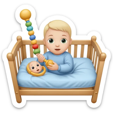 baby in bid with rattle







 sticker
