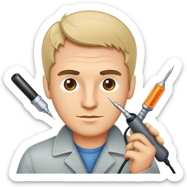 man with a soldering iron sticker