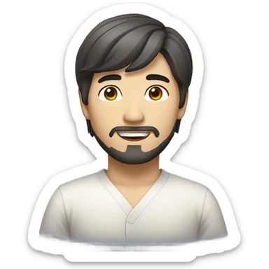 Korean Male with half long hair and small beard sticker