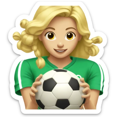 blond woman spinning a soccer ball on her hands sticker