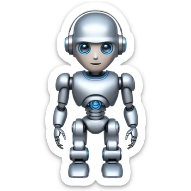 A fit male robot with a huge brain, full body sticker