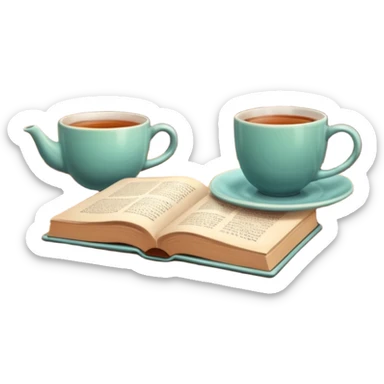 cozy books and tea or coffee sticker