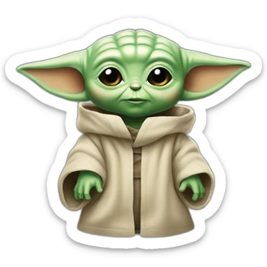 Bébé yoda avec un share laser sticker