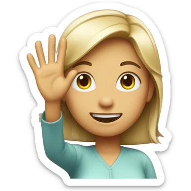 girl waving hello sticker