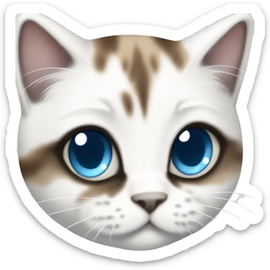 full body white/black/brown munchkin cat with blue eyes sticker