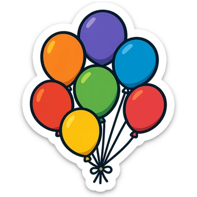 bunch of party balloons tied together sticker