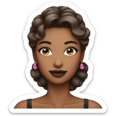 Woman with make-up and manicure who shows off sticker