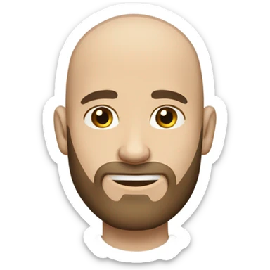 Bald skinny man with brown hair on sides and beard under his neck and pale skin sticker