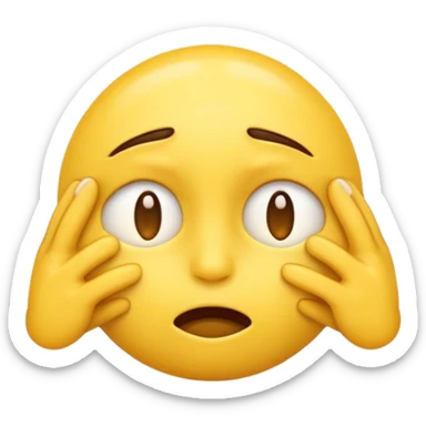 embarrased yellow emoji sqeezing eyes shut with sweat coming down the face hidding sticker