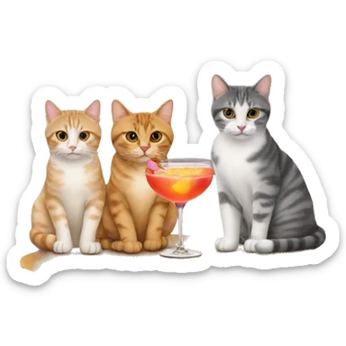 four cats at a cocktail bar sticker