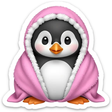 Cute penguin wrapped on pink blanket sticker