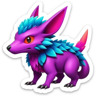 Dark bright neon colorful edgy exotic Fakémon-Pokémon-Vernid-creature sticker