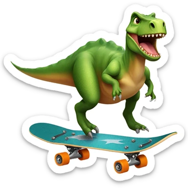 dinosaur riding a skateboard sticker