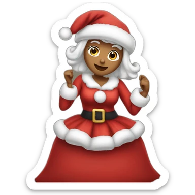 mrs santa claus dancing sitting on bed sticker