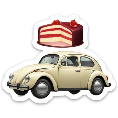 A fusca with a red cake sticker