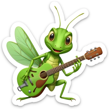 grasshopper playing guitar sticker