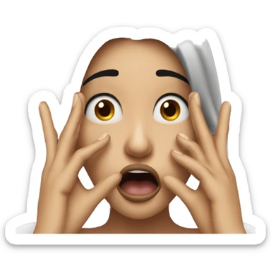 shocked woman hands on face black sticker