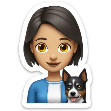 brunette girl with blue heeler sticker
