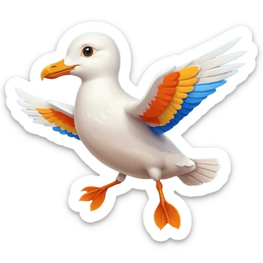 мне нужен Эмодзи с чайкой цвета оранжевый синий жёлтый и надписью MACT sticker