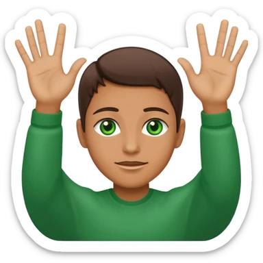 green raised 2 hands sticker