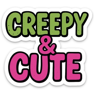 Creepy and cute text sticker
