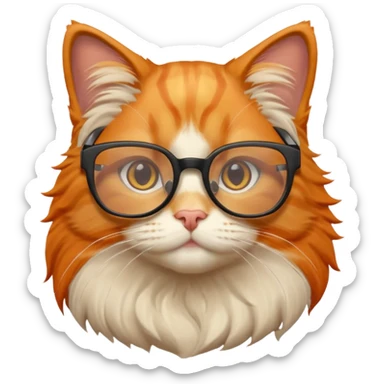 Orange cat wearing nerdy square glasses. sticker