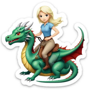 Platinum blonde riding a dragon sticker