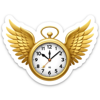 A CLOCK WIHT WINGS MID FLIGHT sticker