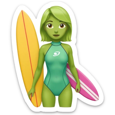  green skin woman with surfboard sticker