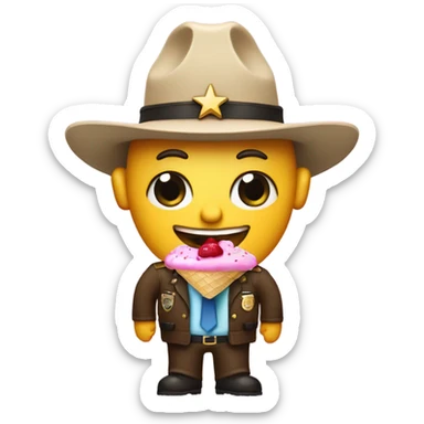 A alive Tv with sheriff hat and a ice cream cone for a shirt sticker