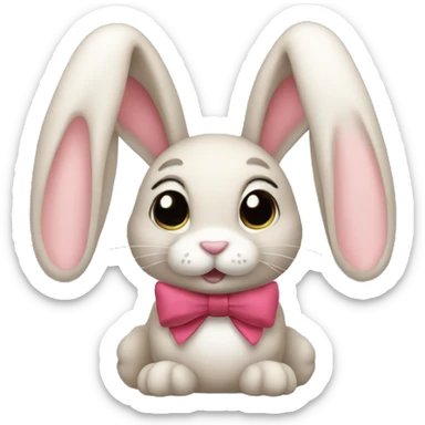 Bunny with bow on its right ear sticker