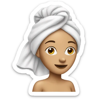 Woman holding a cell phone and wearing a towel on her head  sticker