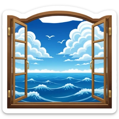 A wide window frame showing Earth’s blue oceans and swirling white clouds below.


















 sticker