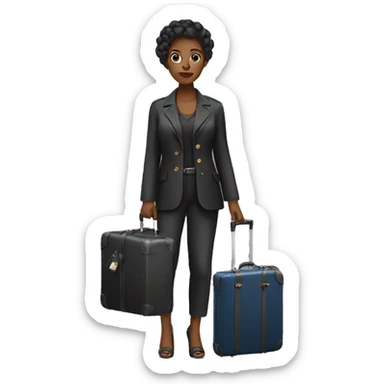 women with a suitcase LV sticker