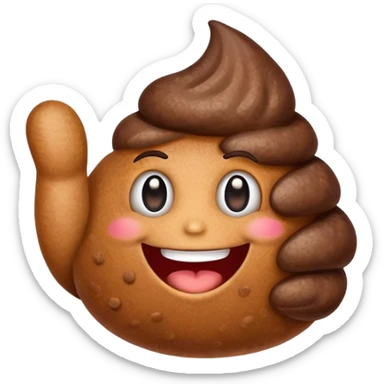 hand presenting a smiling poo emoji sticker