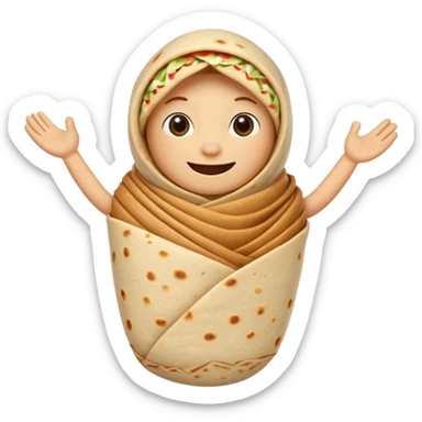 A burrito with arms and legs sticker