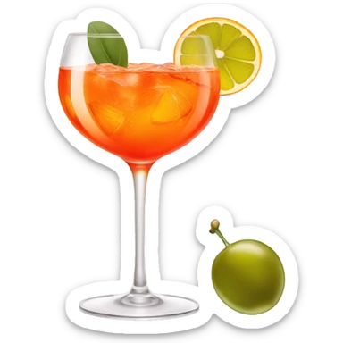 Aperol spritz with olive sticker