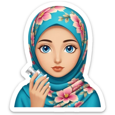 Turkish beautiful finish Konya girl blue eyes with floral hijab smells perfume t sticker