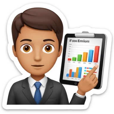 content expert person giving a presentation with charts sticker