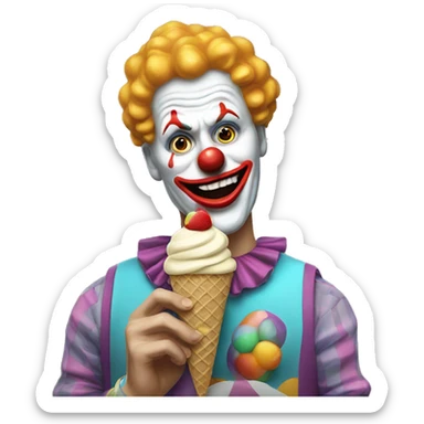 Art the clown holding a ice-cream  sticker