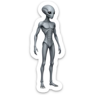 fullbody humanoid gray alien direct sideview sticker