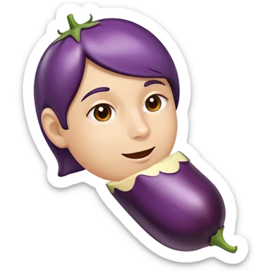 face eating an aubergine (eggplant) sticker