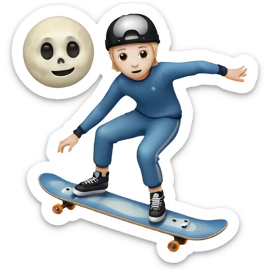  ghost skater boi sk8 boarding under a moon sticker