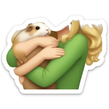 Blonde Woman hugging a guineapig sticker