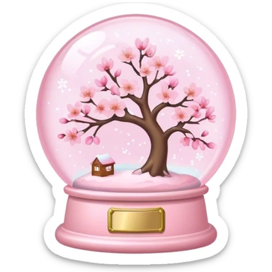Pastel pink snow globe，Cherry blossom sticker