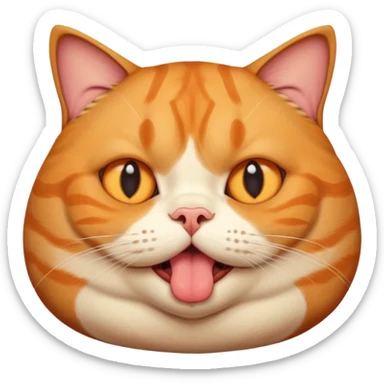 fat obese cat with huge bulging eyes and giant tongue out sticker
