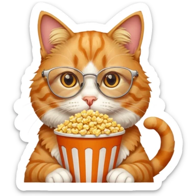 cat with with rapper popcorn with opticals sticker
