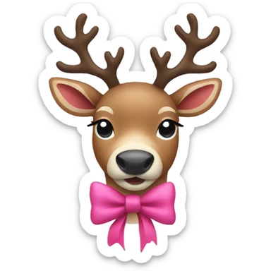 Reindeer with pink bow sticker